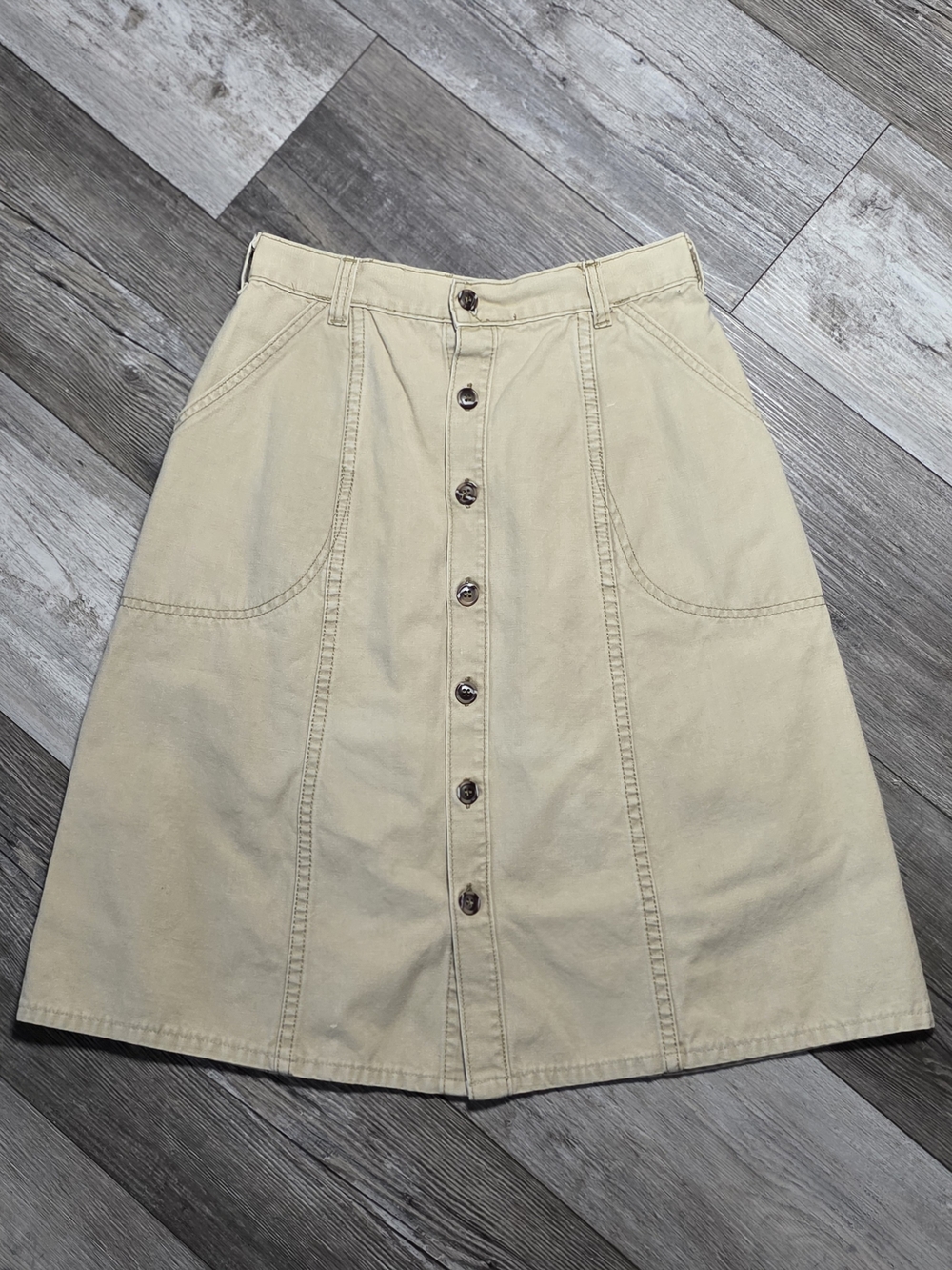 Patagonia Womens Vintage 70s 80s White Tag Canvas A-line Button-down Skirt READ